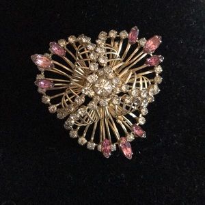 Vintage Fabulous 3D Brooch - pink accent crystals